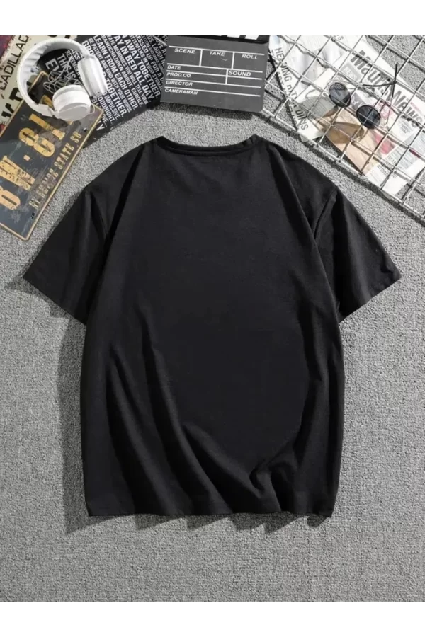 Erkek Dağ Grafikli Tişört, Yaz Için Büyük Beden Rahat T-shirt - Siyah