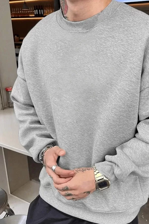 Luz&Pos Erkek Düz Bisiklet Yaka Sweat - Gri