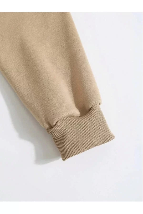 Luz&Pos Erkek Düz Kapüşonlu Sweat - Bej