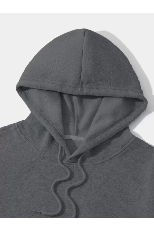 Luz&Pos Erkek Düz Kapüşonlu Sweat - Füme