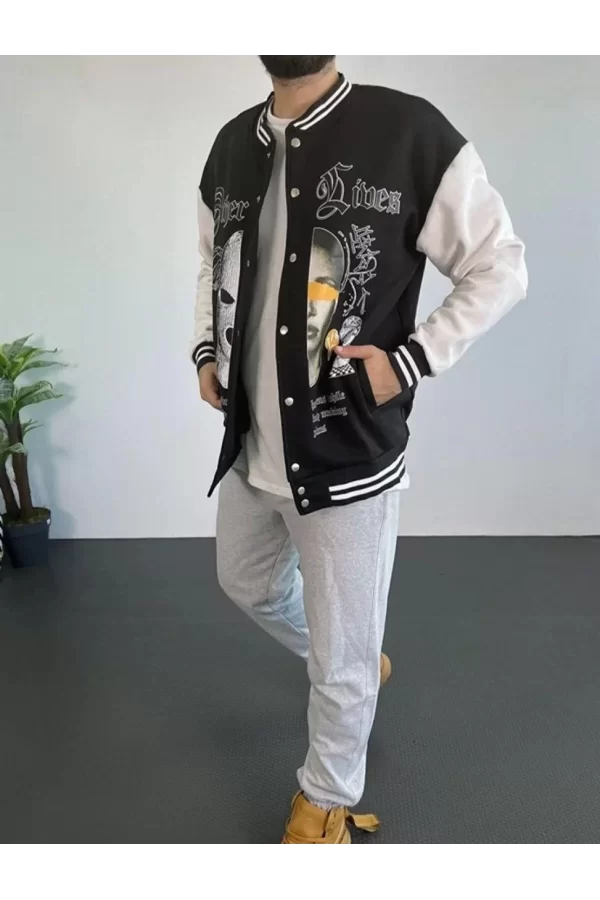 Luz&Pos Erkek Oversize Kolej Ceket - Siyah