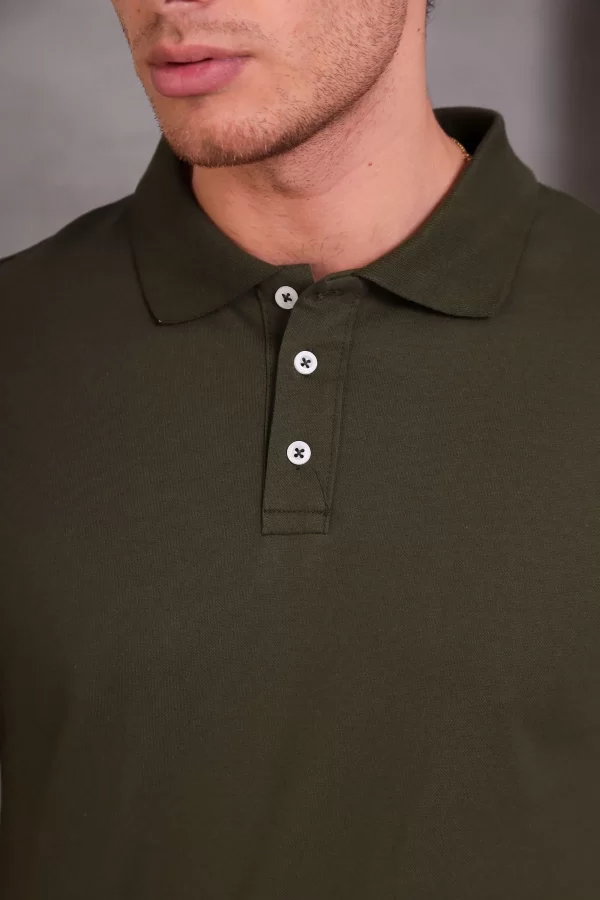Erkek Slim Fit Pamuklu Yumuşak Doku Nefes Alan Kumaş Yakalı Tişört