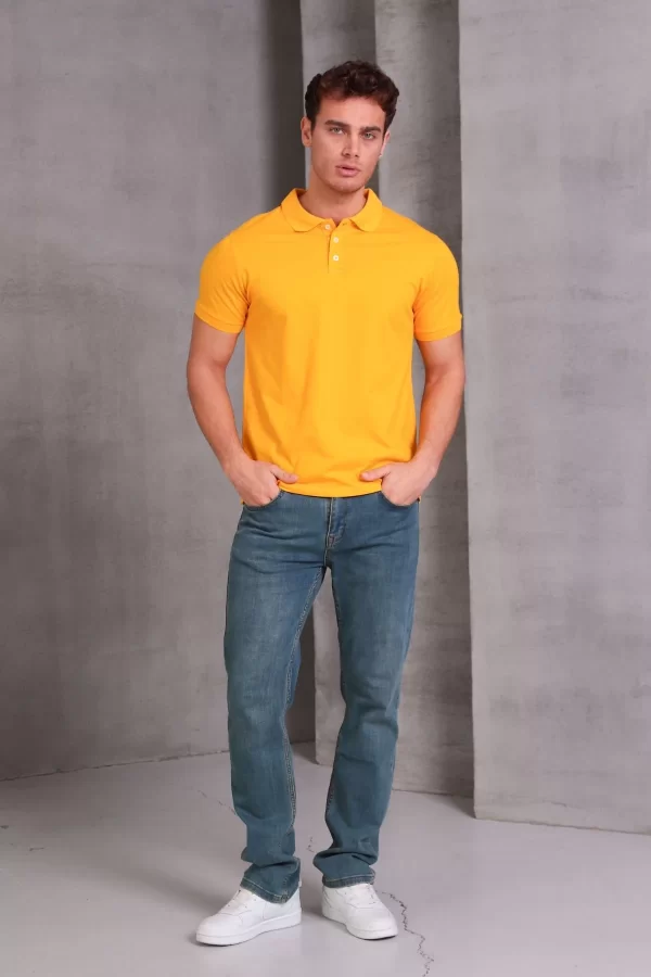 Erkek Slim Fit Pamuklu Yumuşak Doku Nefes Alan Kumaş Yakalı Tişört