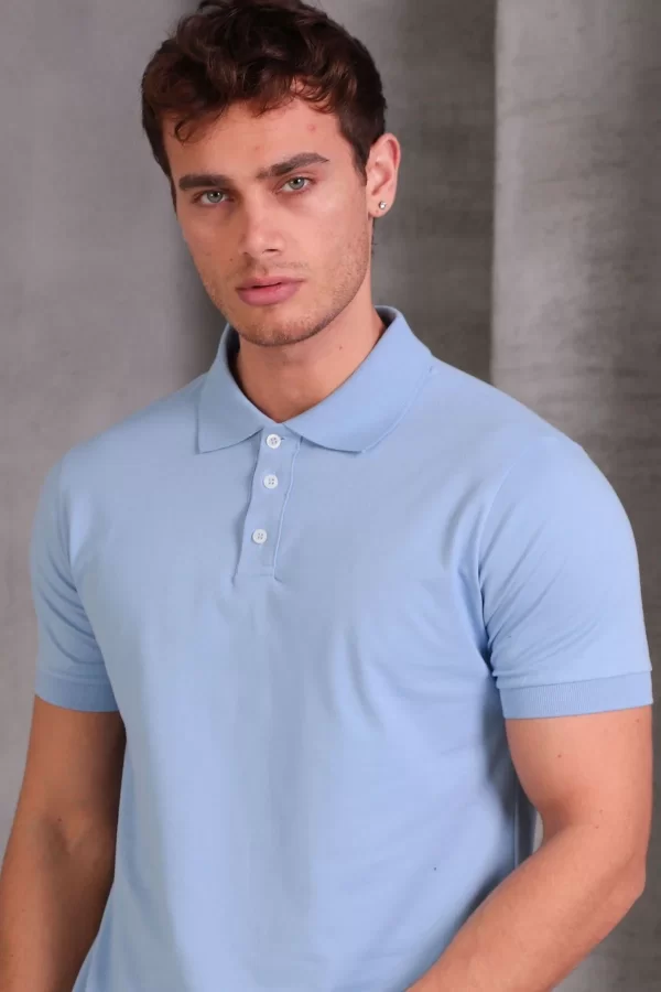 Erkek Slim Fit Pamuklu Yumuşak Doku Nefes Alan Kumaş Yakalı Tişört