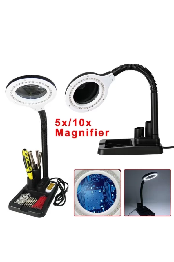 Esnek 5x /10x,40 Led Işıklı Büyüteç ,lamba  Büyüteç Okuma, Çalışma Lehim Masa Lambası A808