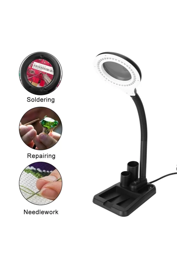 Esnek 5x /10x,40 Led Işıklı Büyüteç ,lamba  Büyüteç Okuma, Çalışma Lehim Masa Lambası A808