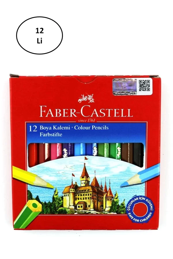 Faber Castell Karton Kutu Boya Kalemi 12 Renk Yarım Boy 12li