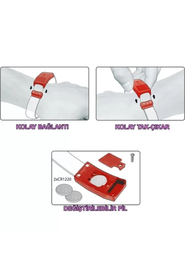 Festival & Parti LED Bileklik Baskı Yapılabilir 3 Farklı Mod Işıklı 1 Adet