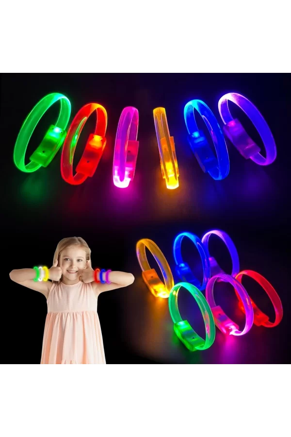 Festival  Parti Led Bileklik Baskı Yapılabilir 3 Farklı Mod Işıklı 1 Adet