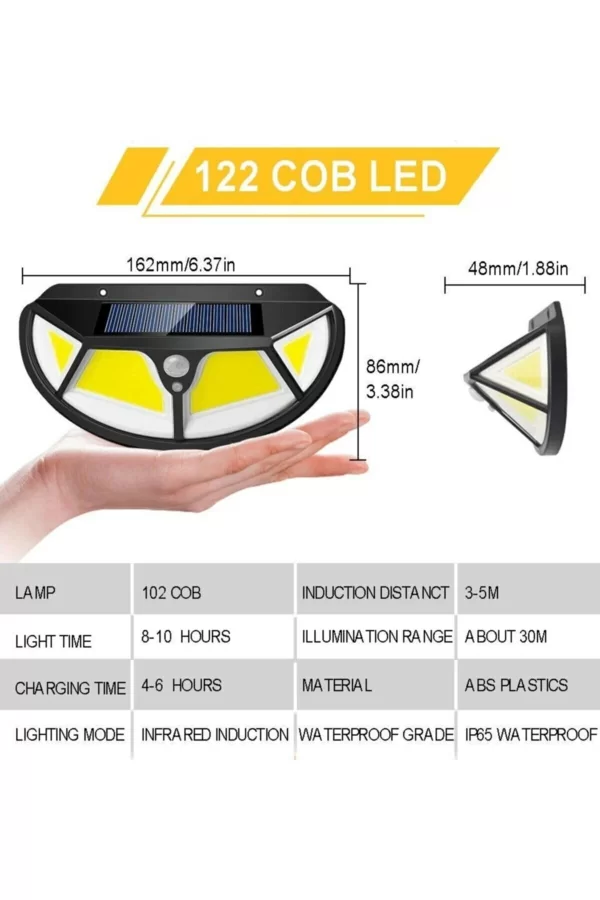 Fonksiyonel Sensörlü 102 Ledli Solar Bahçe Lambası
