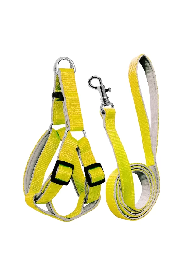 Gezdirme Kayışlı Dokuma Köpek Göğüs Tasma Seti 40*60-110 cm Sarı
