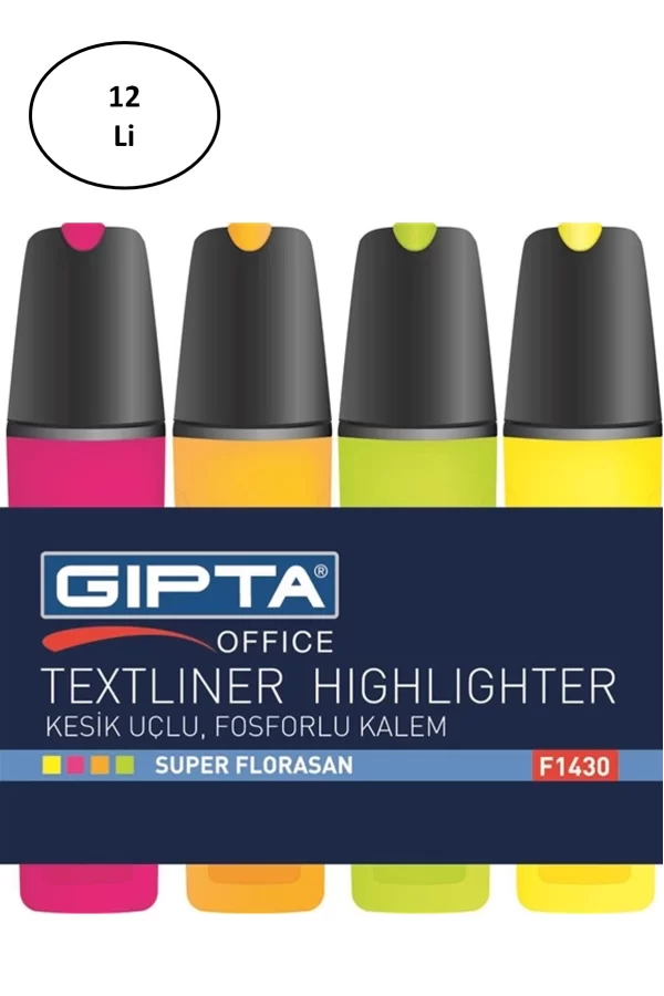 Gıpta Fosforlu Kalem 5 MM Kesik Uç Mor 12li