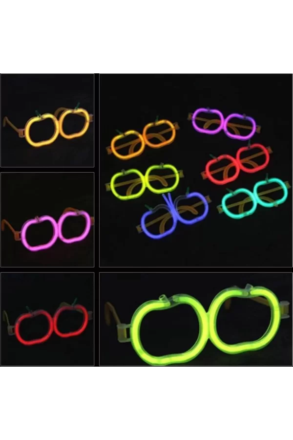 Glow  Elma Gözlük - Glow Partisi Gözlüğü - Glow Stick Gözlük 12 Adet