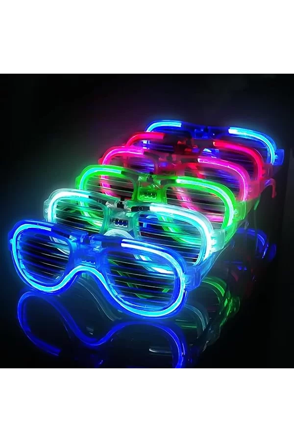 Glow Işıklı Panjur Parti Gözlüğü 12 Adet