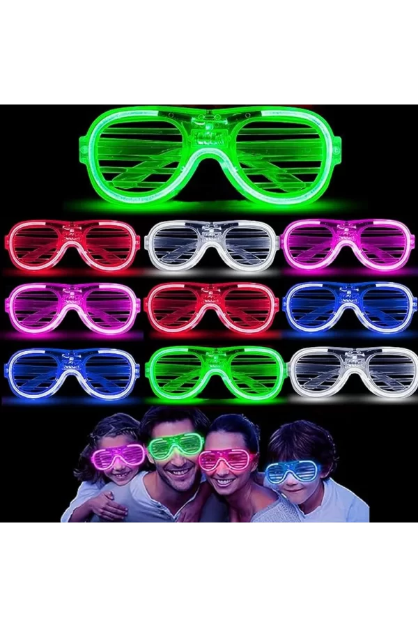 Glow Işıklı Panjur Parti Gözlüğü 12 Adet
