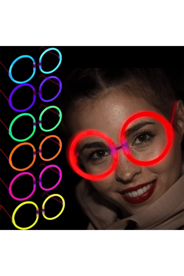 Glow Parti Gözlüğü Glow Partisi Yulak Şekilli Fosforlu Gözlük 6 Adet