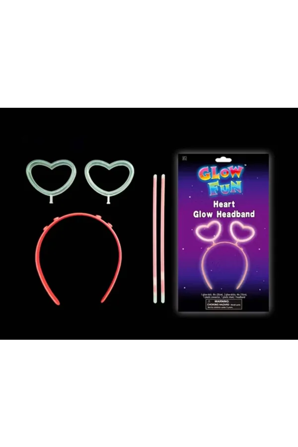 Glow Stick Karanlıkta Yanan Fosforlu Kalp Taç 12 Adet