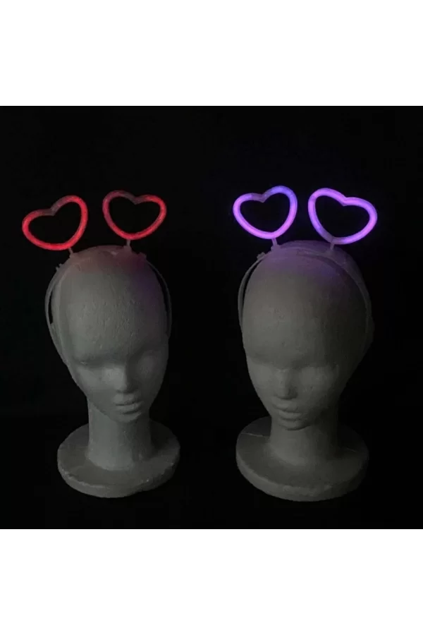 Glow Stick Karanlıkta Yanan Fosforlu Kalp Taç 12 Adet