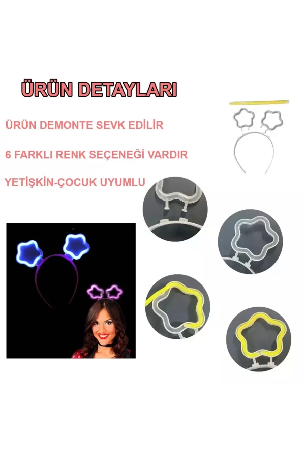 Glow Stick Karanlıkta Yanan Fosforlu Yıldız Taç 12 Adet