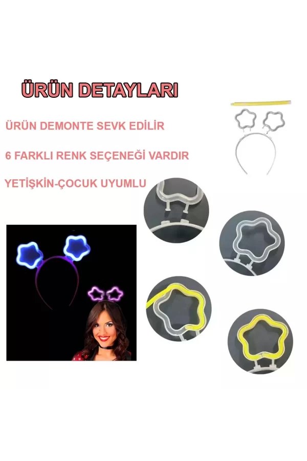 Glow Stick Karanlıkta Yanan Fosforlu Yıldız Taç 12 Adet