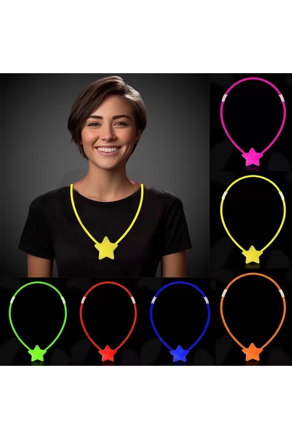 Glow  Yıldız Kolye - Glow Kolye - Glow Stick Partisi Yıldız Kolye 6 Adet