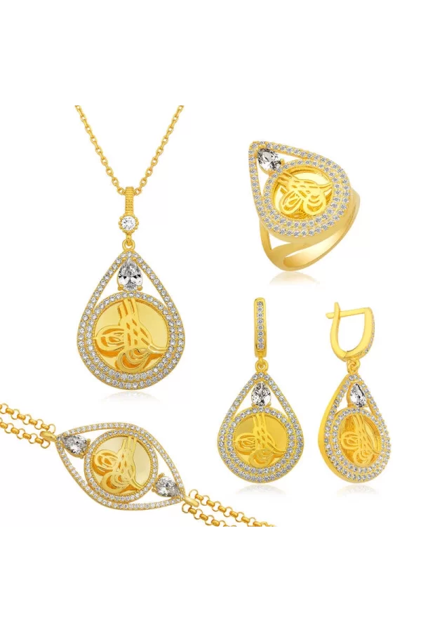 Luz&Pos Gümüş Damla Çerçeveli Tuğra Set