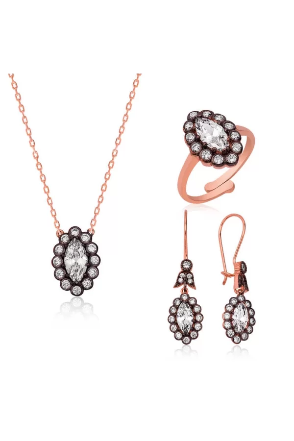 Luz&Pos Gümüş Elmas Montür Bayan Set