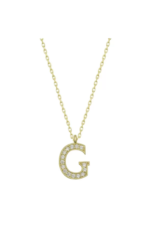 Luz&Pos Gümüş Gold G Harfi Kadın Kolye