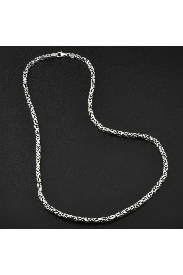 Luz&Pos Gümüş Kral Zincir - 3 Mm Köşeli