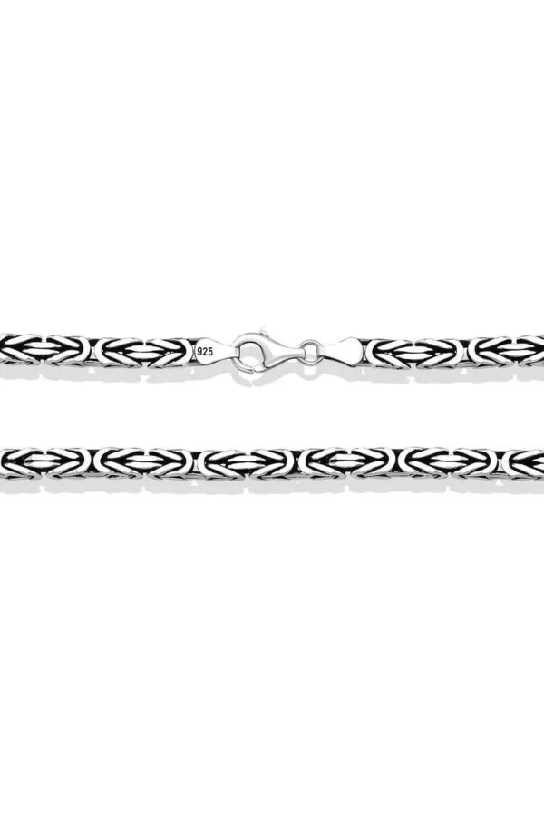 Luz&Pos Gümüş Kral Zincir - 4 Mm Köşeli
