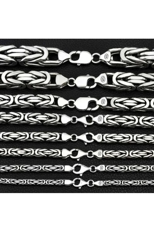 Luz&Pos Gümüş Kral Zincir - 4 Mm Köşeli