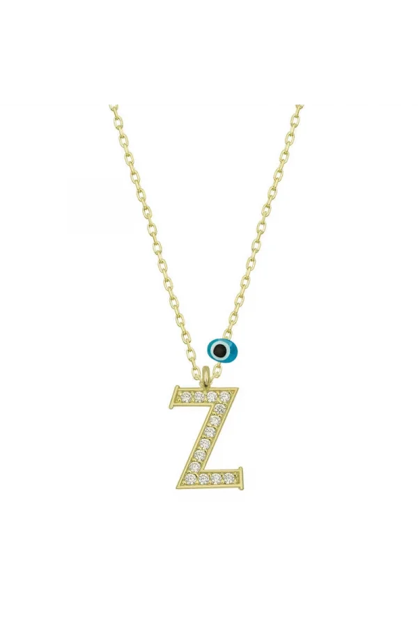 Luz&Pos Gümüş Nazar Gold Z Harfi Kadın Kolye