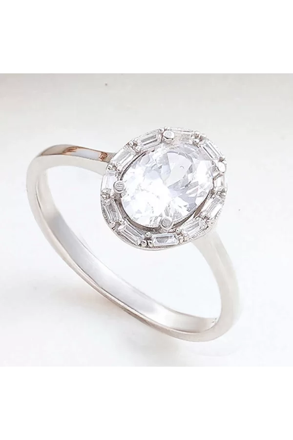 Luz&Pos Gümüş Oval Zirkon Taşlı Kadın Yüzük