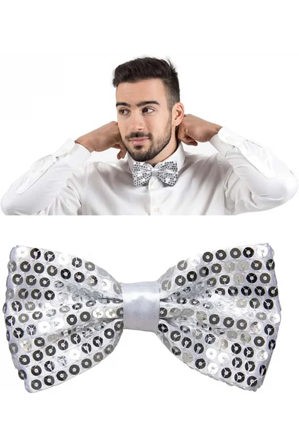 Gümüş Payetli Pullu Papyon