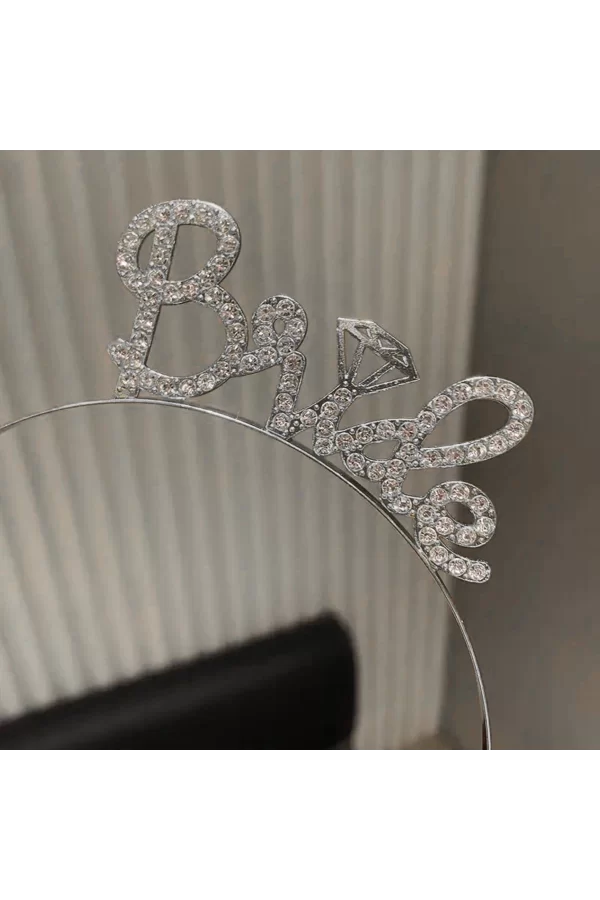 Gümüş Renkli Taşlı “bride” Gelin Tacı – El Yazısı Yazı Tipiyle