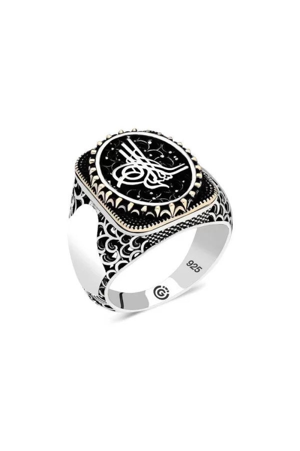 Luz&Pos Gümüş Tuğra Oval Erkek Yüzük