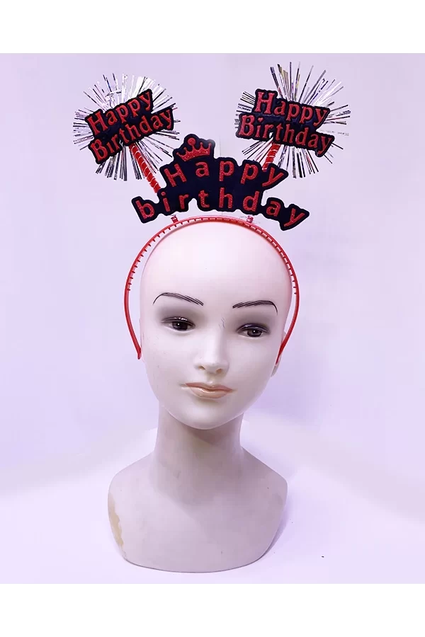 Happy Birthday Neon Kırmızı Doğum Günü Tacı