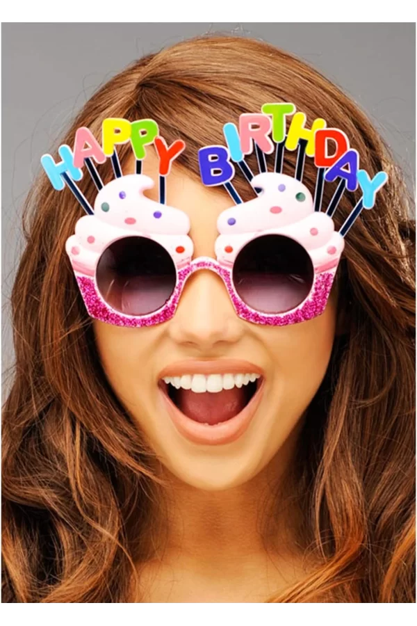 Happy Birthday Yazılı Pembe Fuşya Parti Gözlüğü