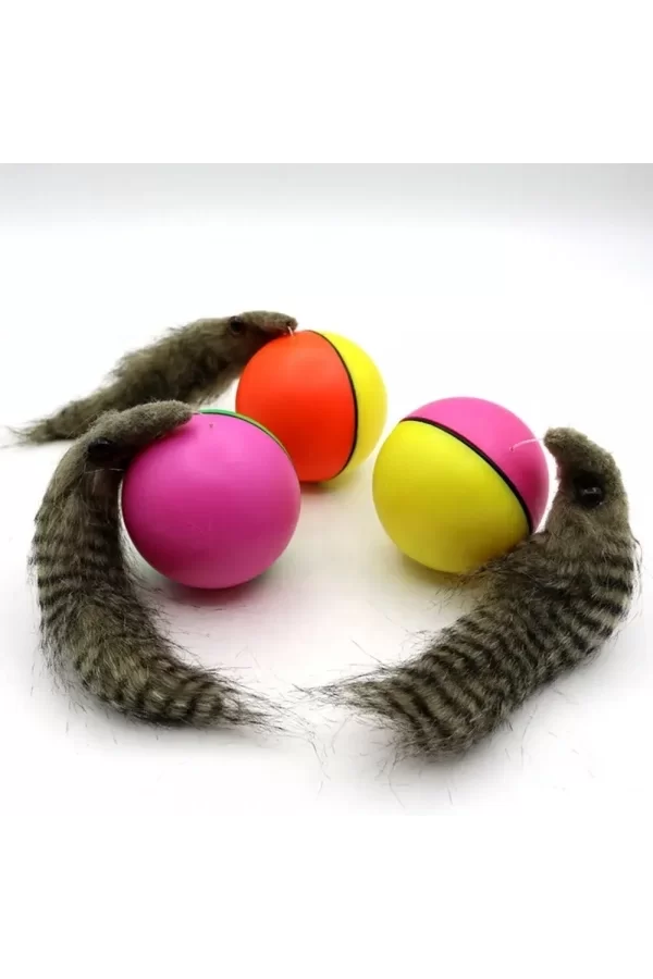 Hareketli Sesli Peluş Toplu Fare Pilli Kedi Oyuncağı 8 CM