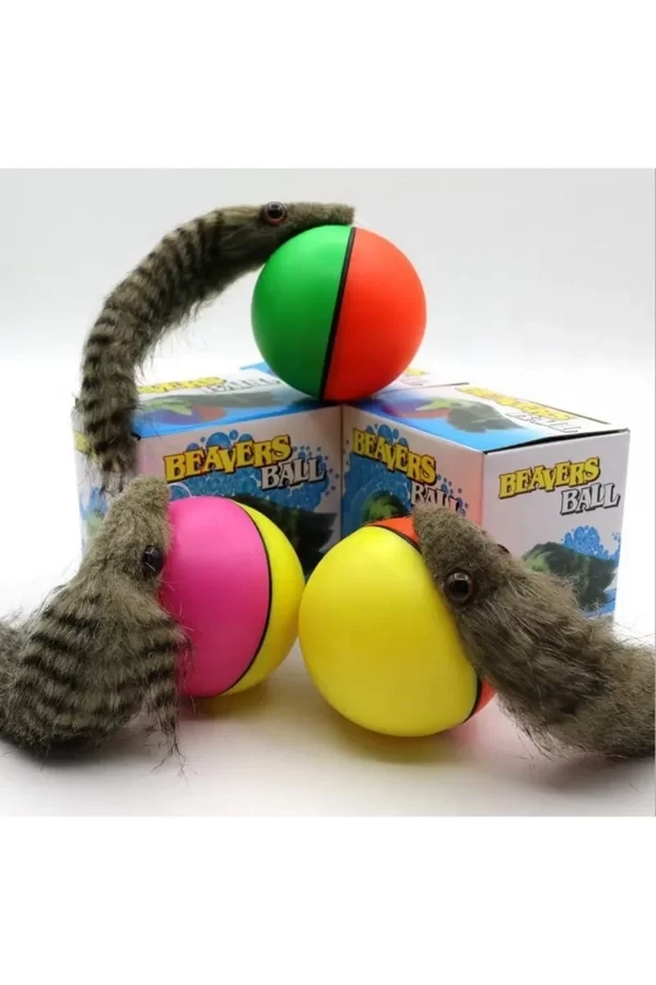 Hareketli Sesli Peluş Toplu Fare Pilli Kedi Oyuncağı 8 CM