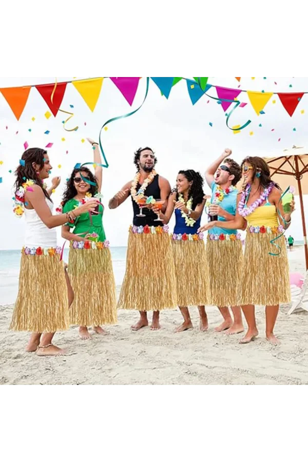 Hawaii Tarzı Hula Eteği – 60 cm Hasır Natural Etek