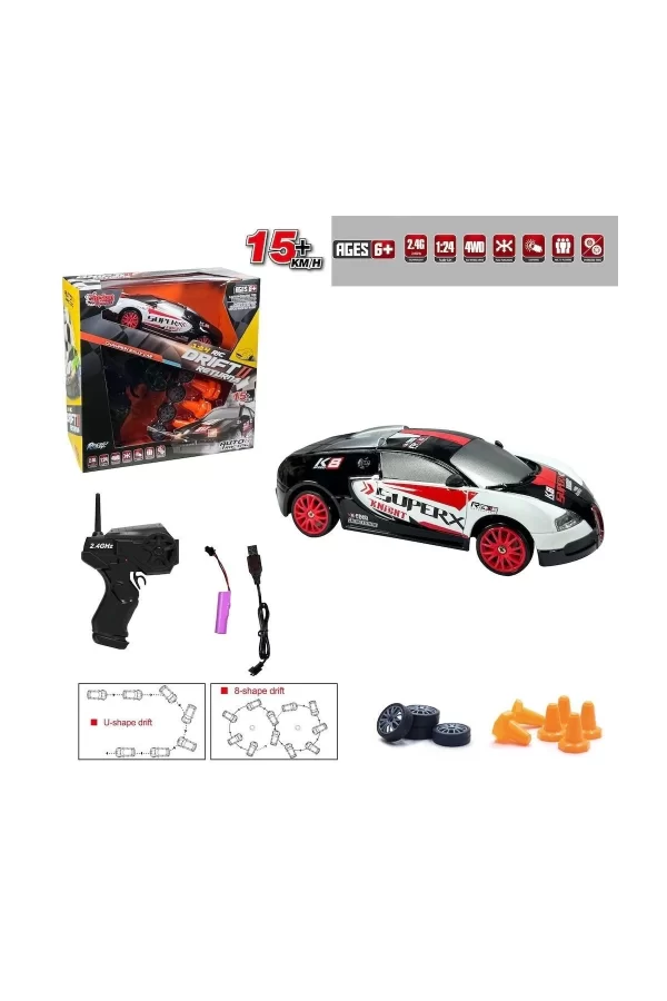 Hb-sc24a07-09-10-11 Kumandalı Full Fonksiyon 2.4g Şarjlı 1:24 Drift Araba -vardem