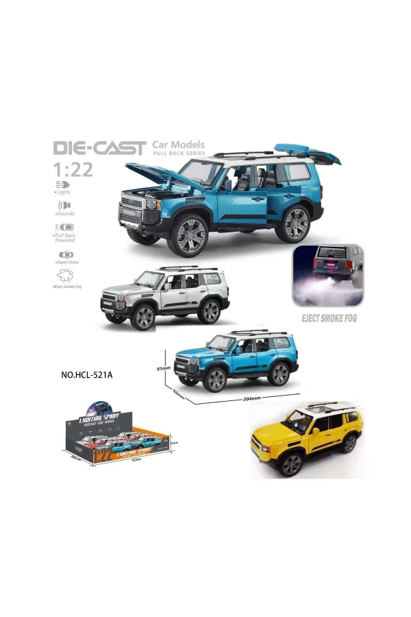 Hcl-521a Çek Bırak 1:22 Sesli Ve Işıklı Buharlı Metal Jeep