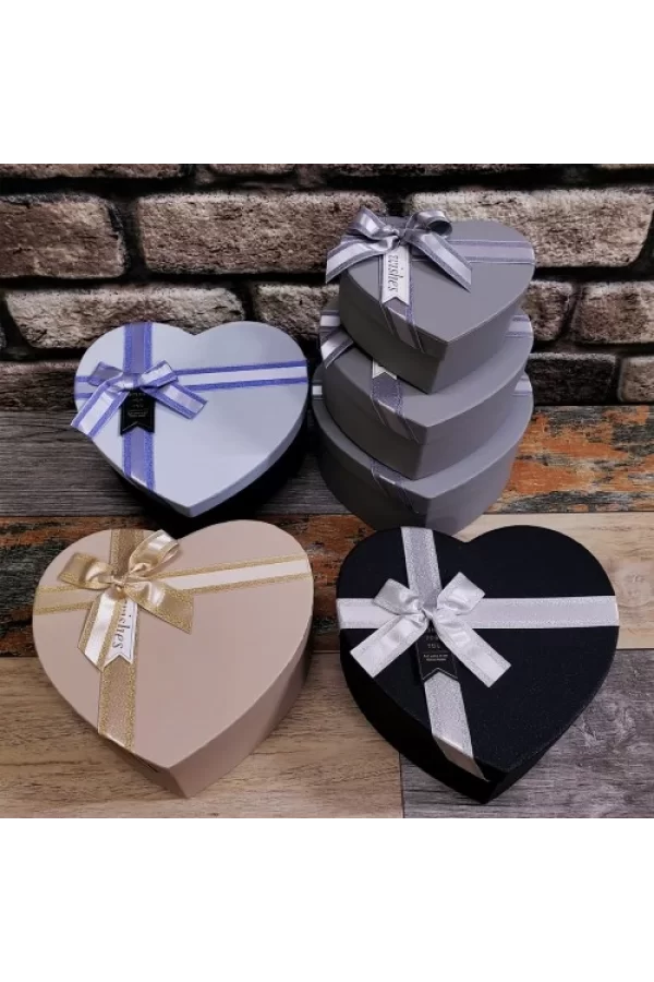 Hediyelik Kalp Kutu 3lü Set
