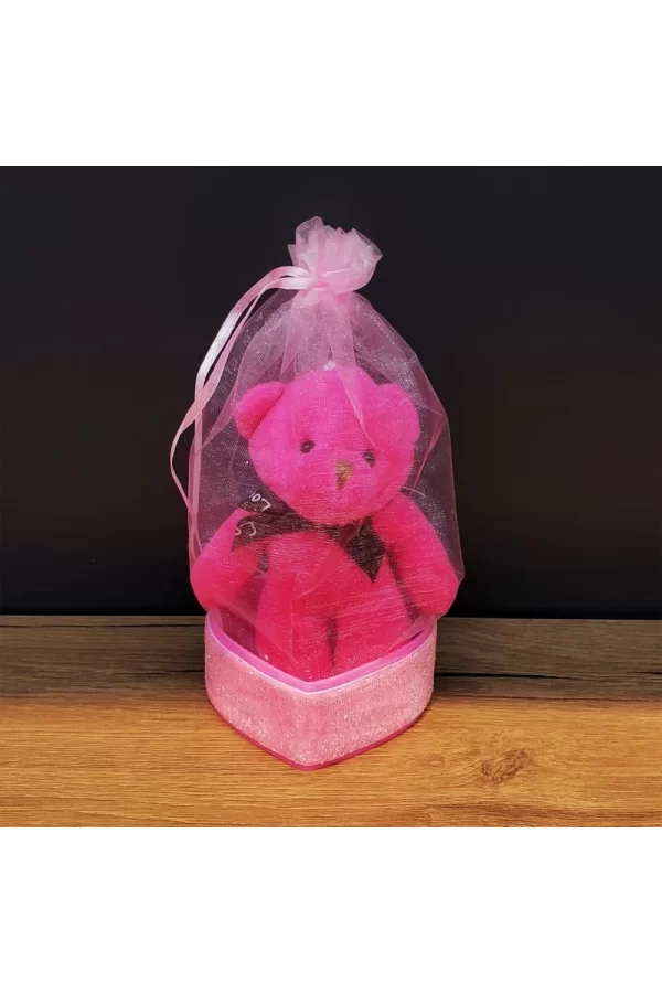 Hediyelik Pembe Tül Kese Ve Ayıcık