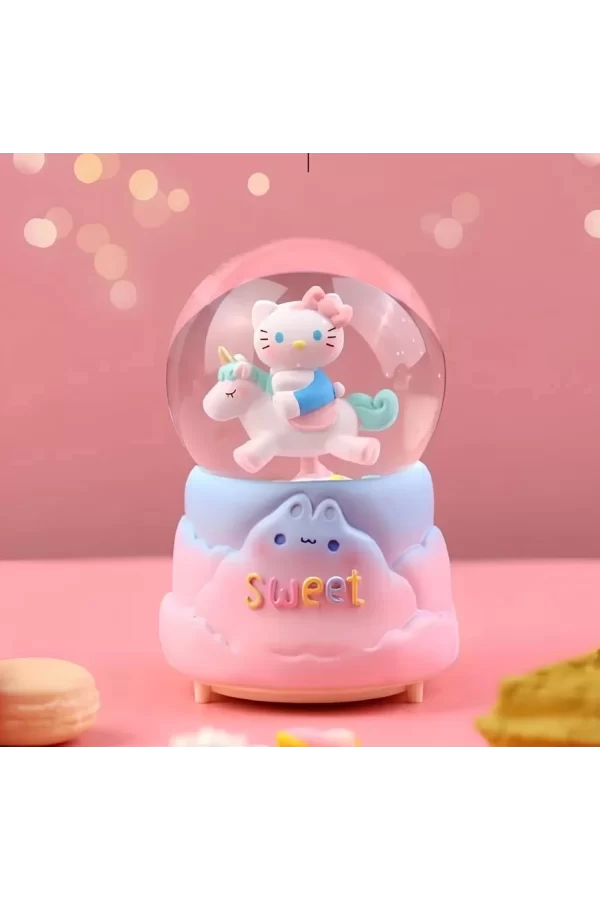 Hello Kitty Işıklı Müzikli Kar Küresi Orta Boy Alk3041