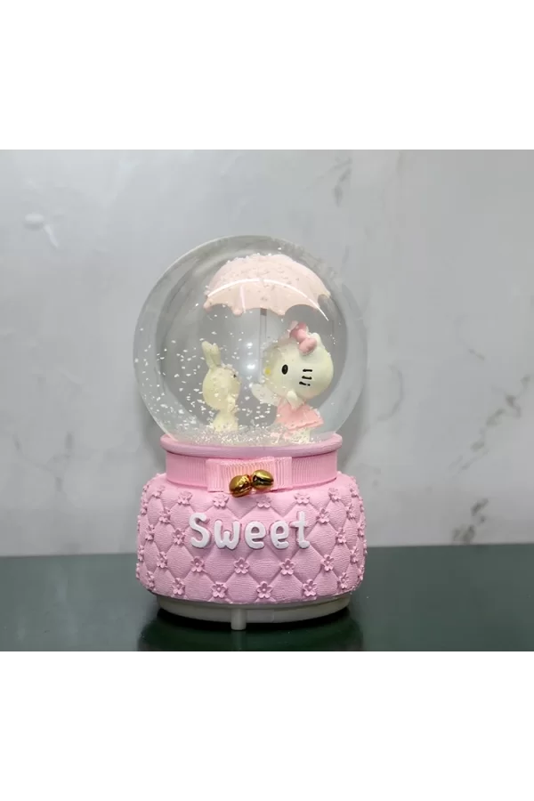 Hello Kitty Işıklı Müzikli Kar Küresi Orta Boy Alk3042