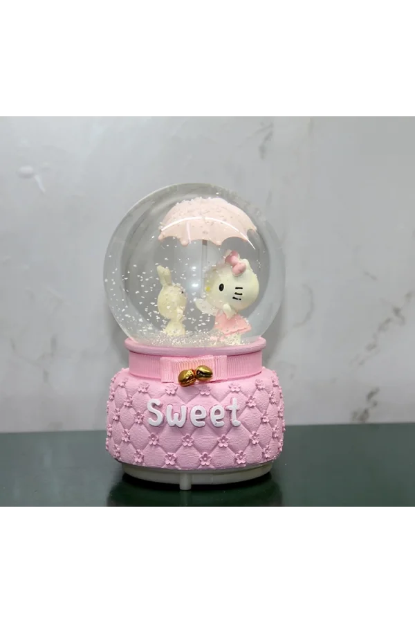 Hello Kitty Işıklı Müzikli Kar Küresi Orta Boy Alk3042