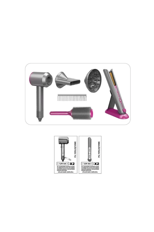 Hua-1019 Sesli Ve Işıklı 2ın1 Lüks Saç Şekillendirici Set -vardem Oyuncak
