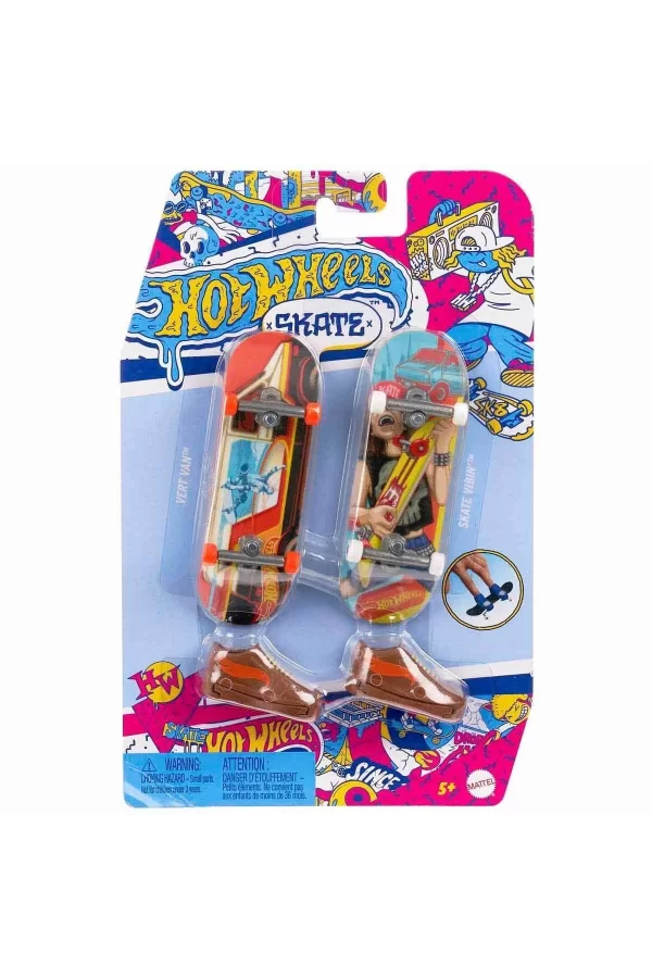 Hxl17 Hot Wheels Skate Retro Temalı İkili Parmak Kaykay Ve Ayakkabı Paketi